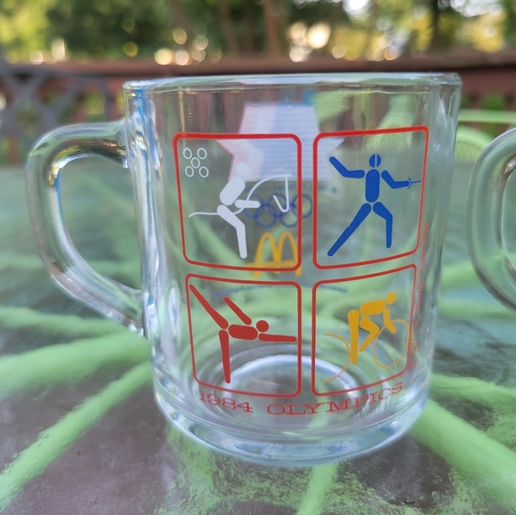 Vintage Set of 3 Anchor Hocking McDONALDS  1984 LA OLYMPICS Clear Glass Cup MUGS - Picture 4 of 6